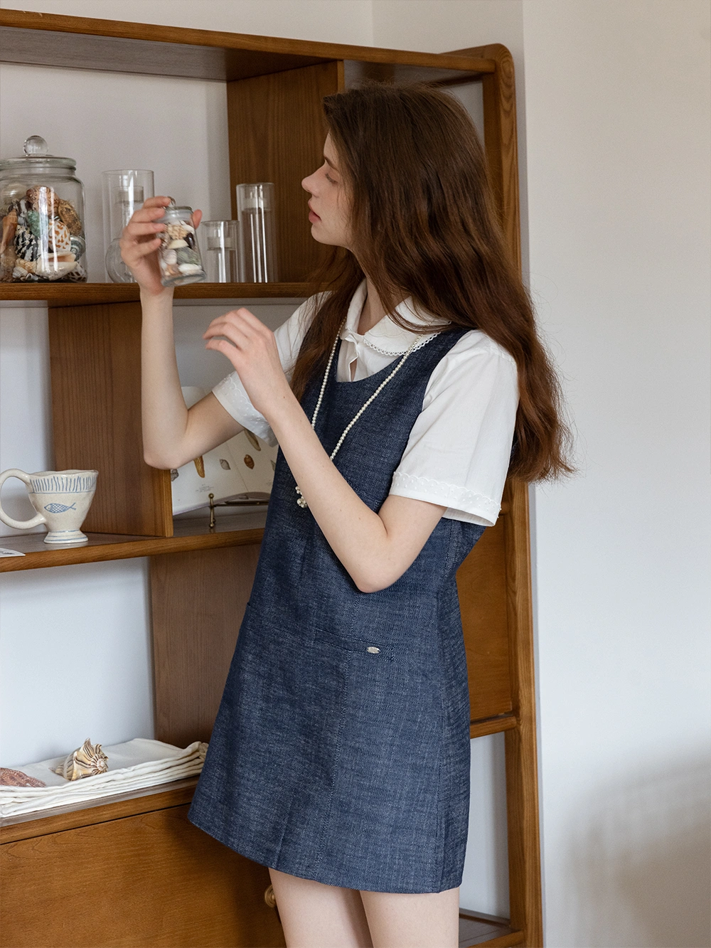 Minimalist Denim Sleeveless Dress with Pockets