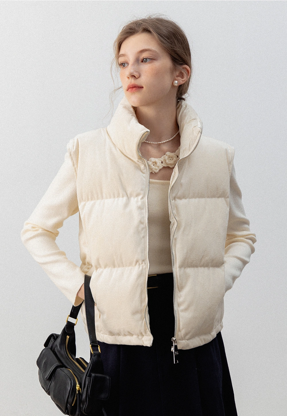 Puffer Vest with High Neck and Zip Closure