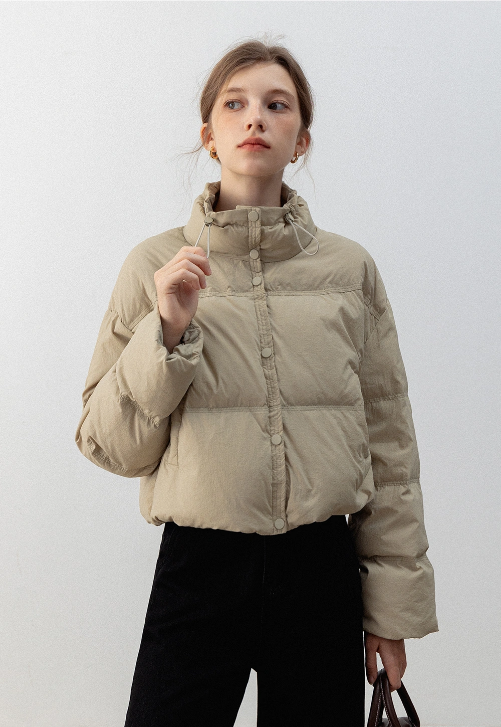 Women's Stand Collar Cropped Puffer Jacket