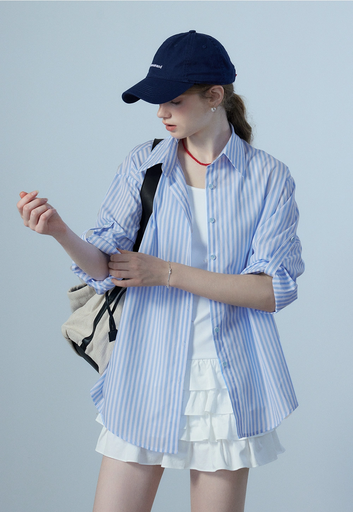 Camicia abbottonata a righe da donna