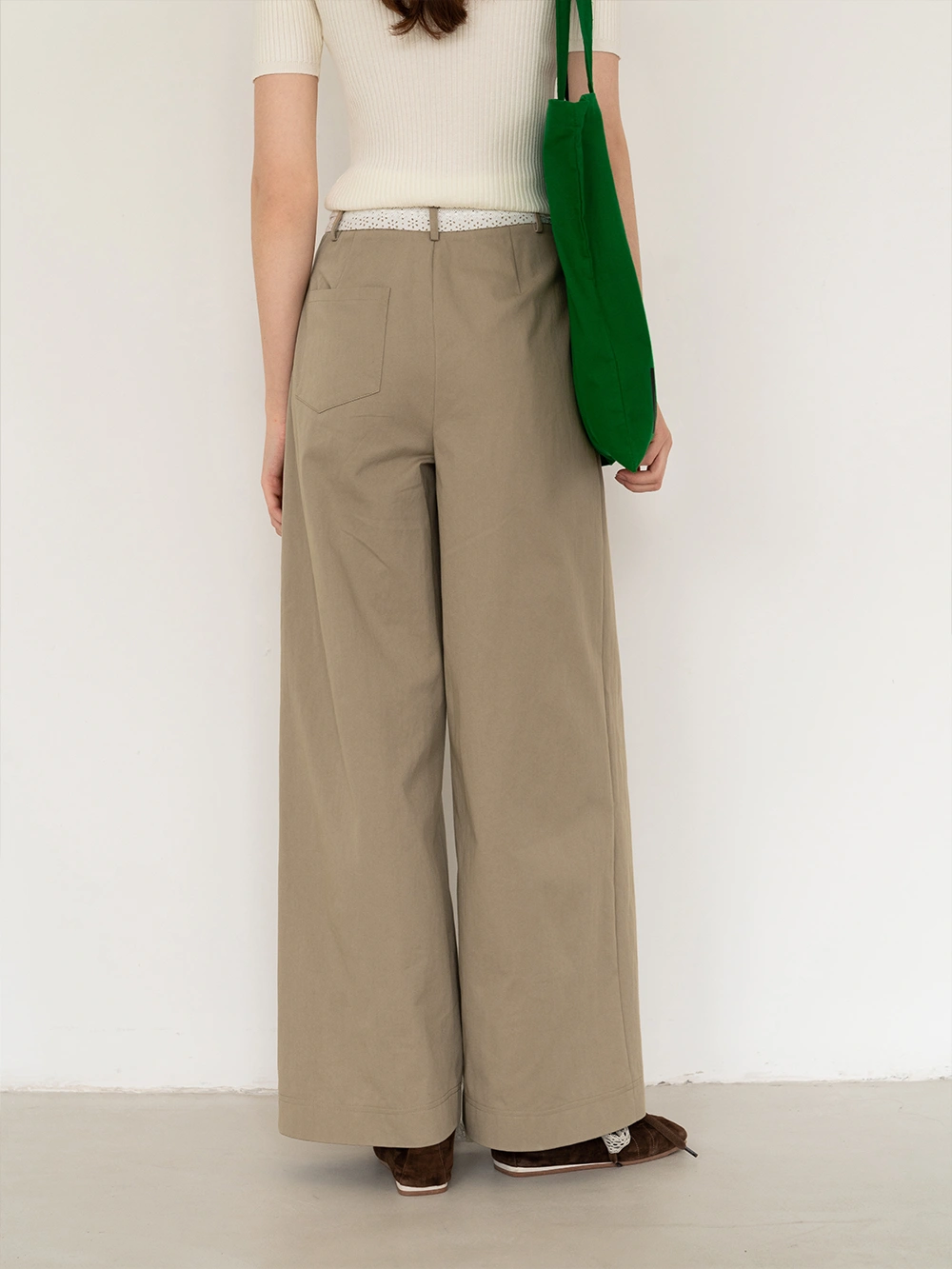 Casual Pleated Wide-Leg Pants with Drawstring Detail