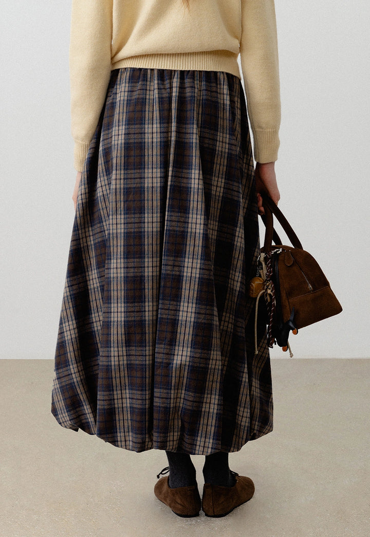 Women's Plaid A-Line Midi Skirt