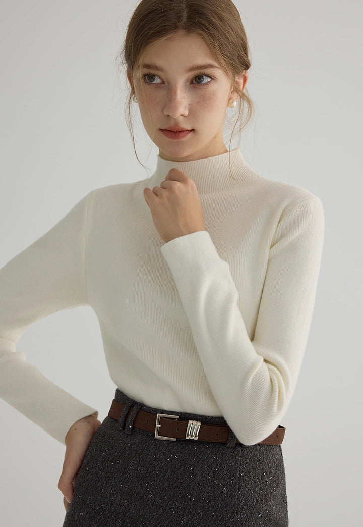 Women's Mock Neck Ribbed Knit Sweater