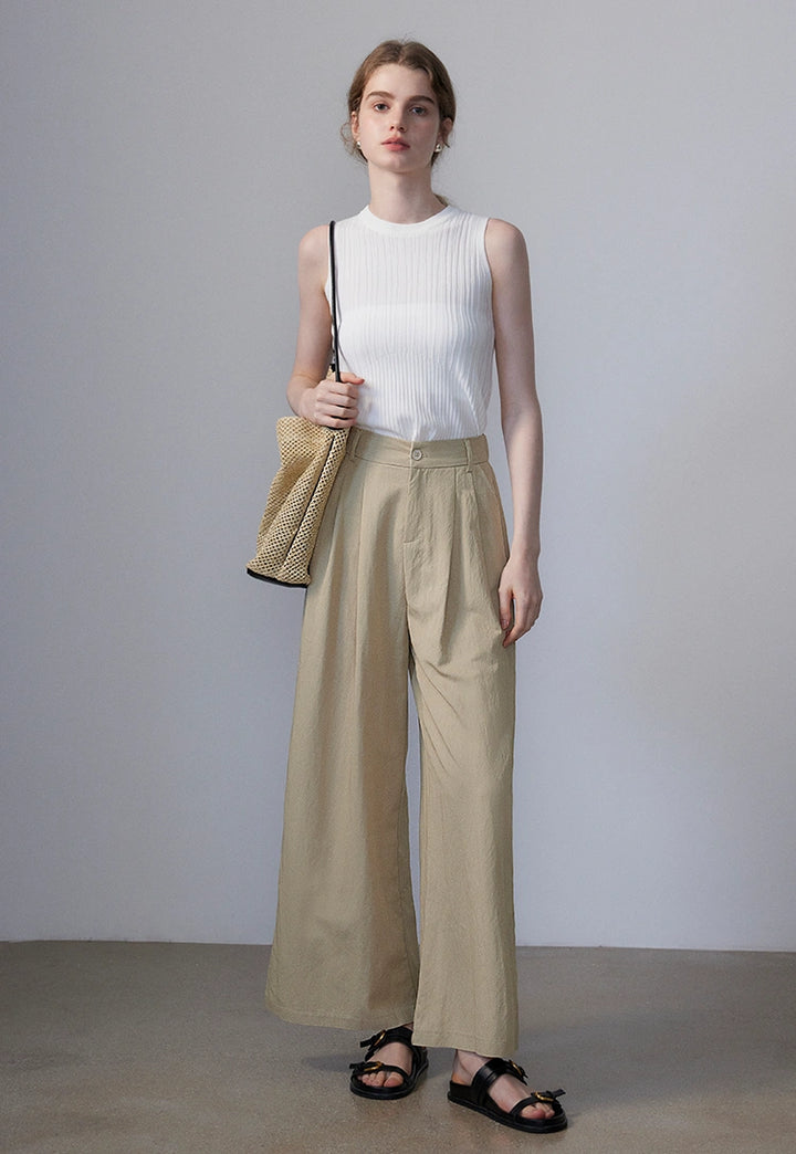 Women's Pleated Wide-Leg Trousers