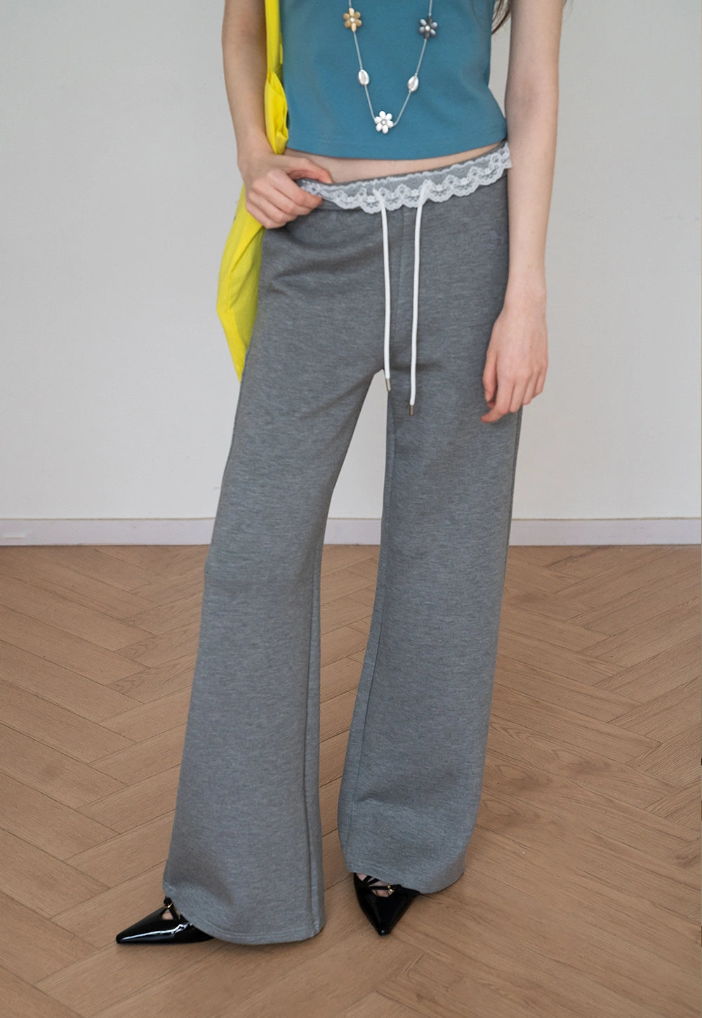 Women's Lace-Trim Wide-Leg Sweatpants