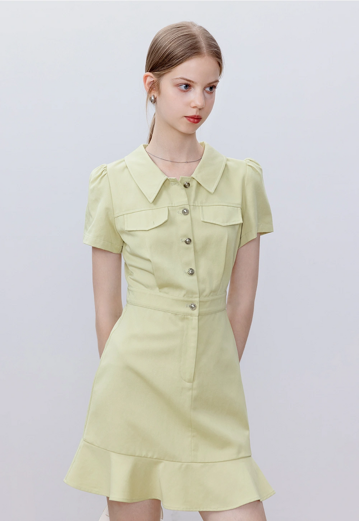 Women's Short Sleeve Button Down Dress