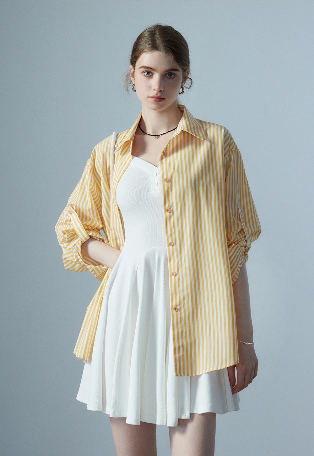 Chemise boutonnée rayée pour femme