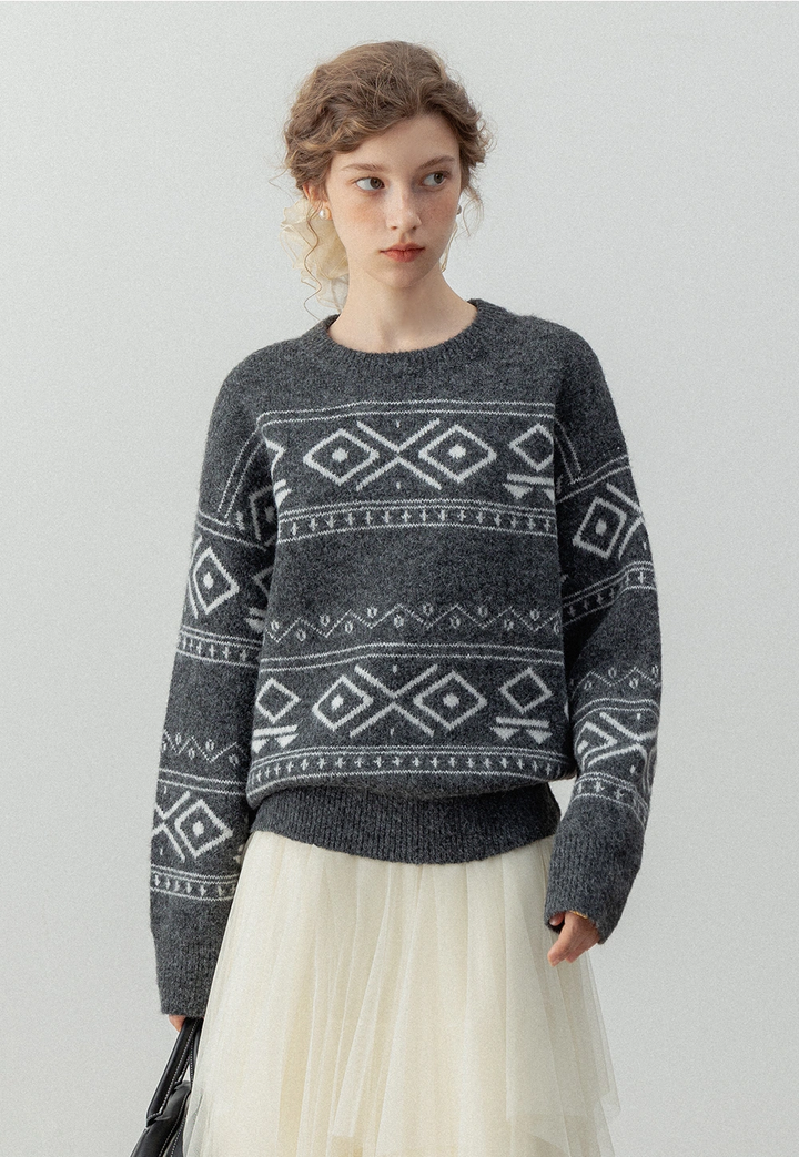 Geometric Patterned Knit Sweater