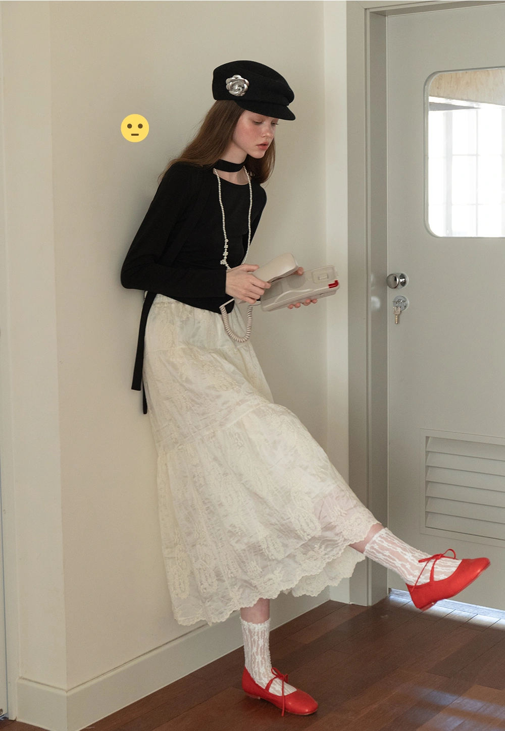 Tiered Lace Midi Skirt