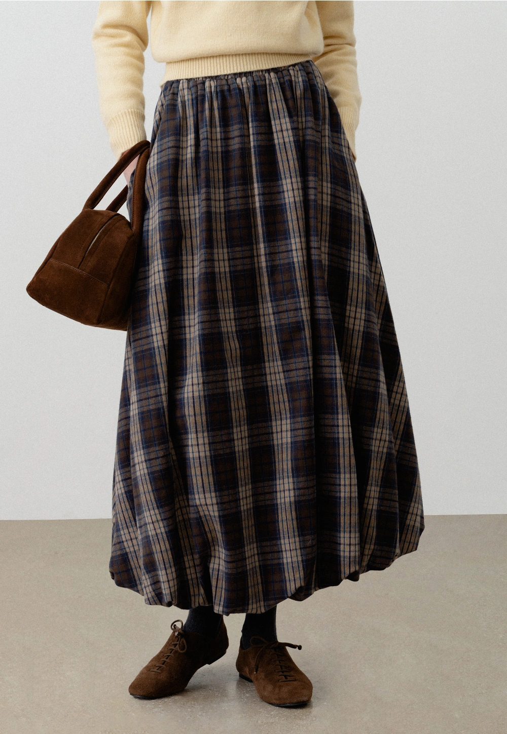 Women's Plaid A-Line Midi Skirt