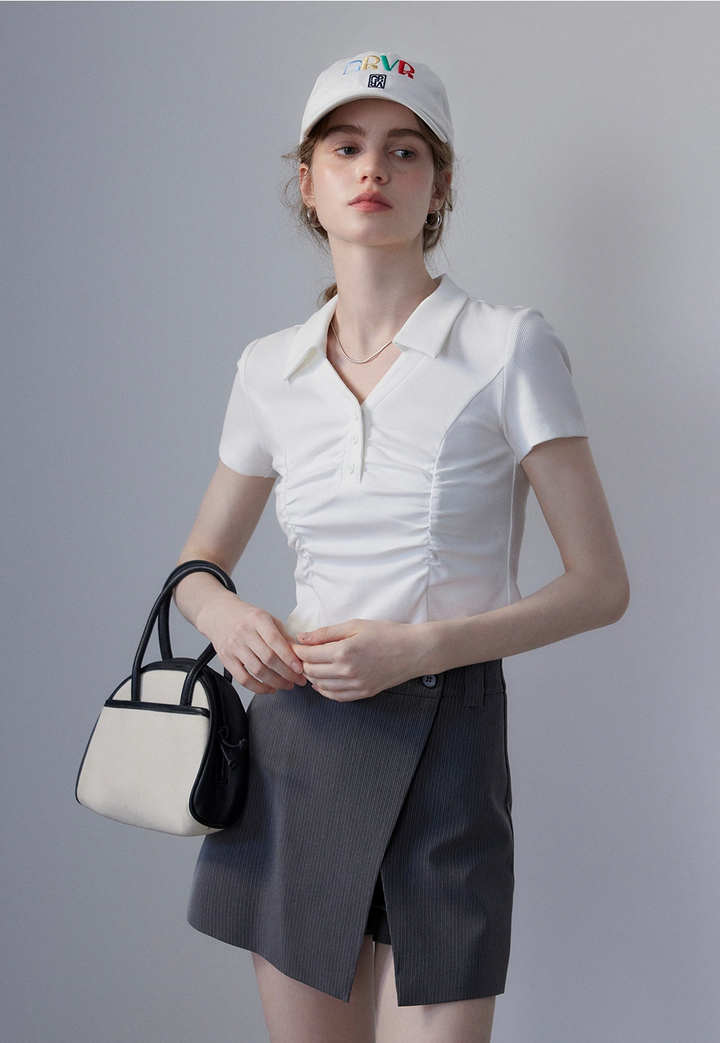 Polo froncé pour femme