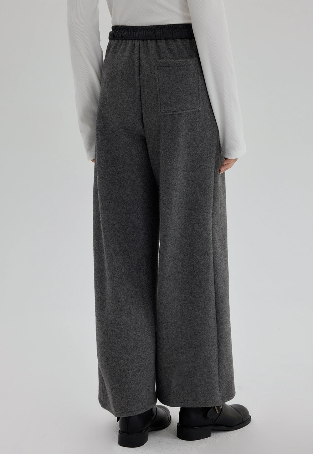 Wide-Leg Drawstring Woolen Casual Pants