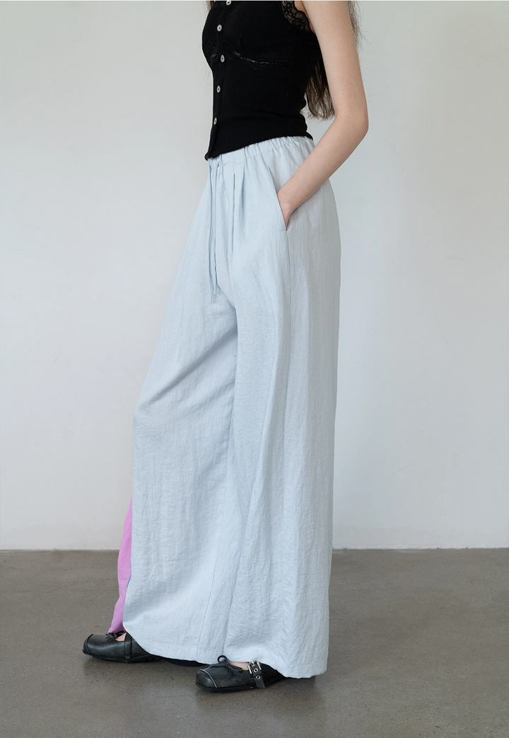 Lightweight Wide-Leg Drawstring Pants