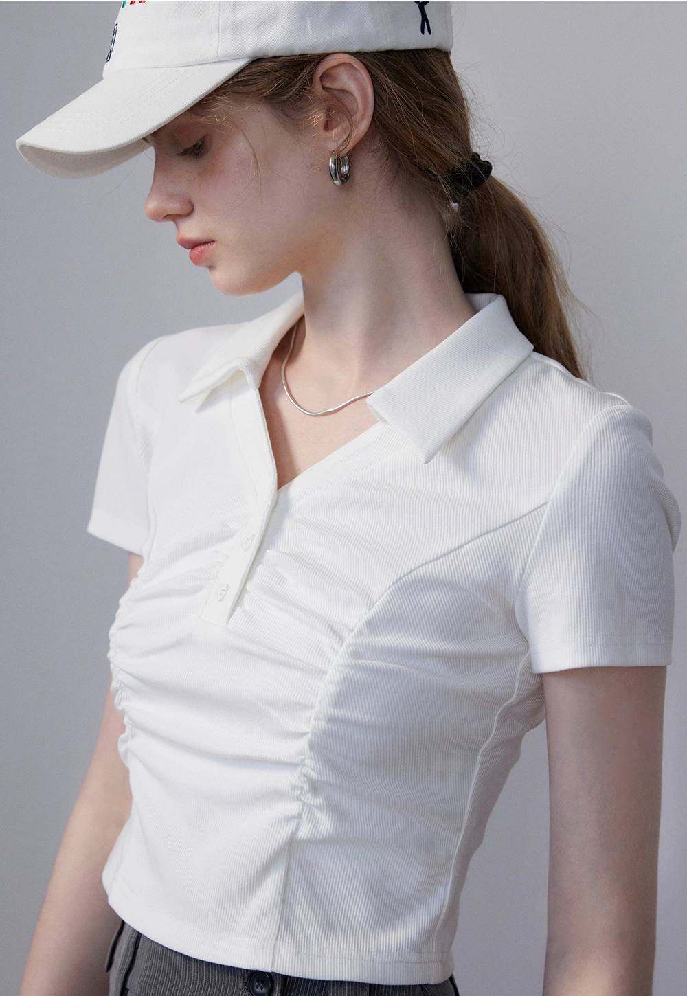 Women's Ruched Polo Shirt