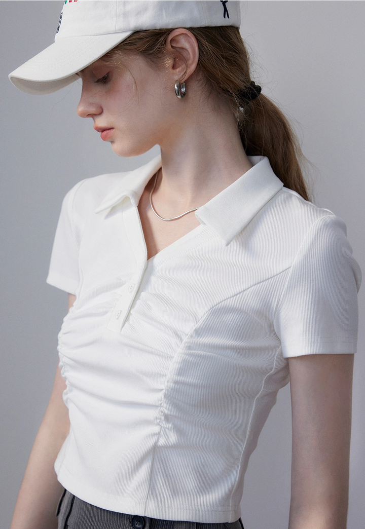 Polo froncé pour femme