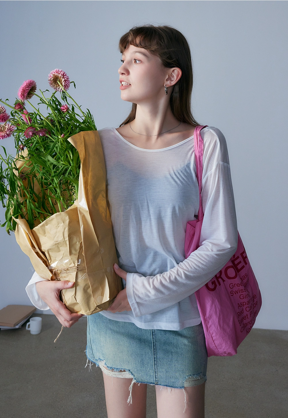 Langärmeliges, lockeres Strickoberteil für Damen