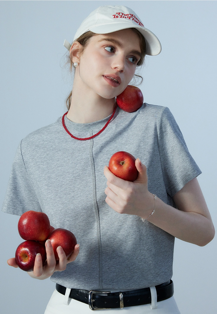 T-shirt à manches courtes avec coutures pour femmes