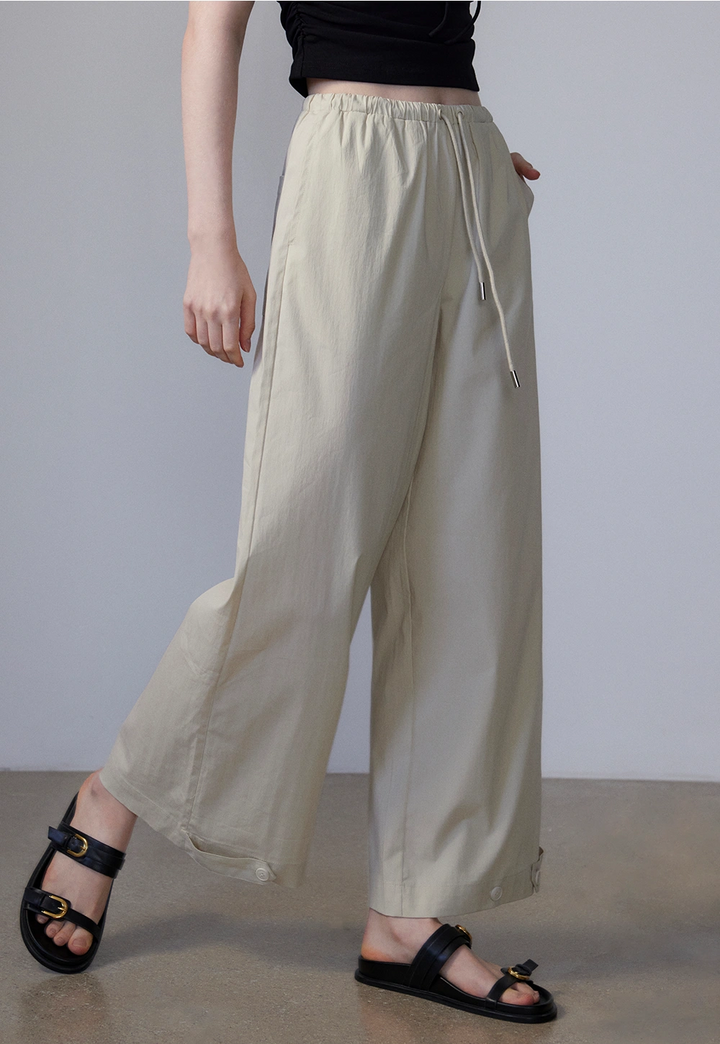 Pantalon à jambe large avec cordon de serrage pour femme