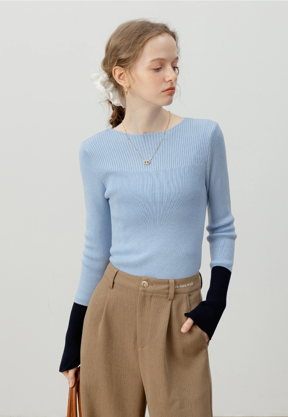 Color Block Long-Sleeve Knit Top