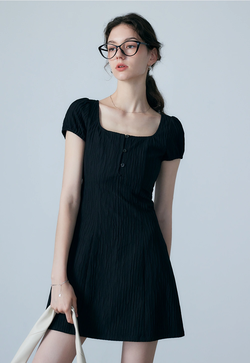 Women's Short Sleeve Button-Front Dress