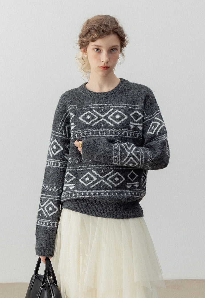 Geometric Patterned Knit Sweater