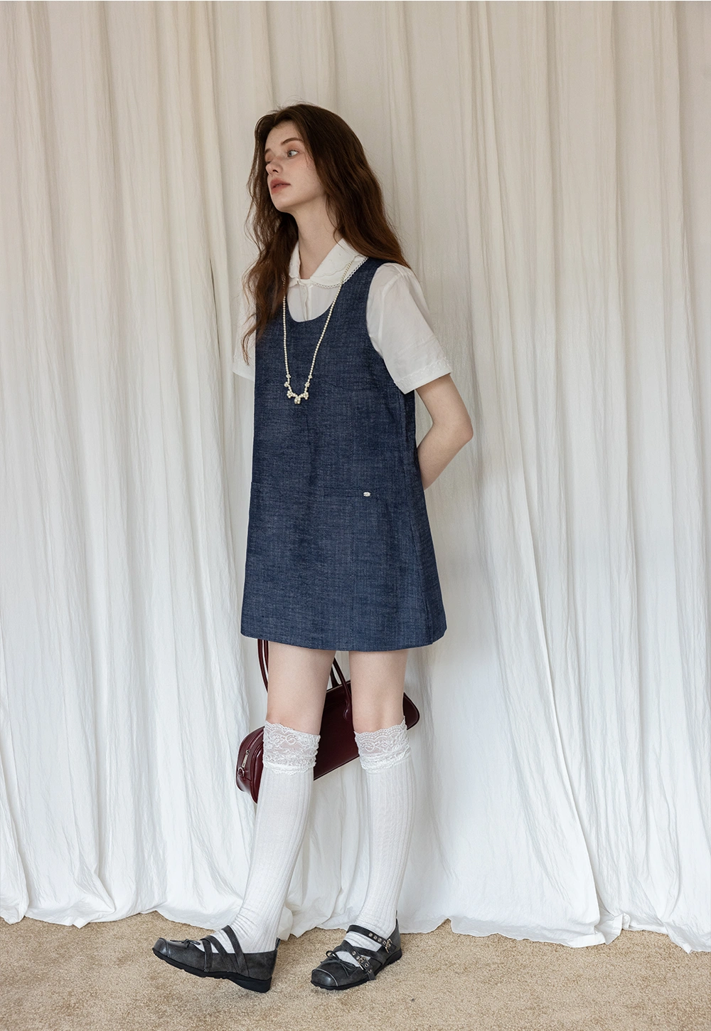 Minimalist Denim Sleeveless Dress with Pockets