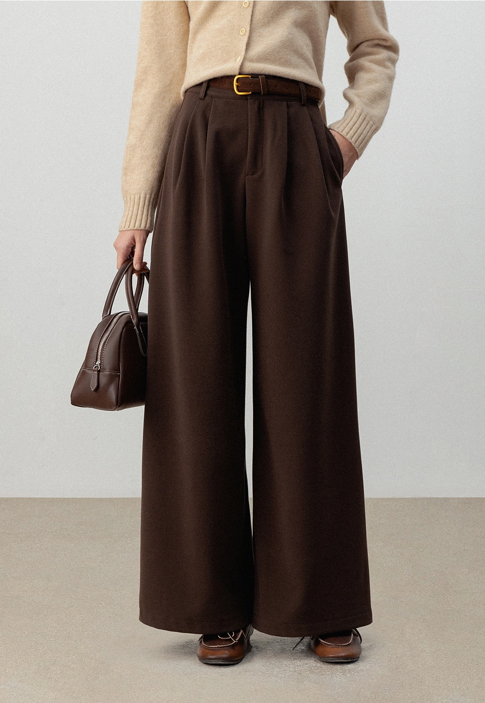 Women's High Waist Wide Leg Pants with Belt