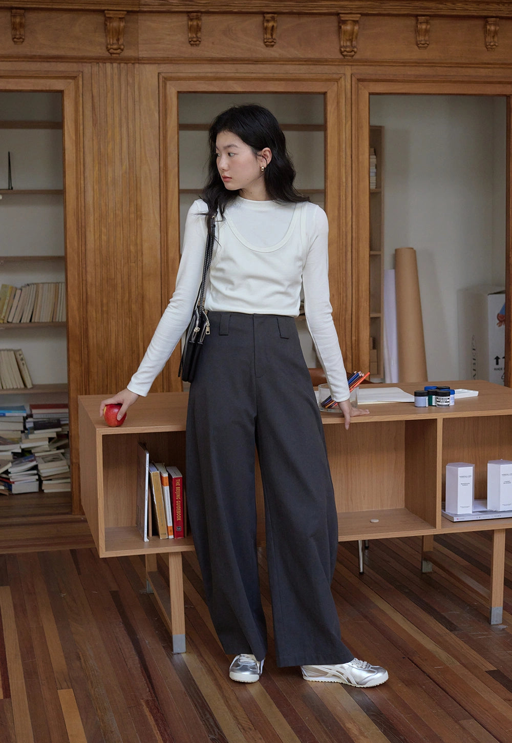 Wide-Leg High-Waist Banana Pants