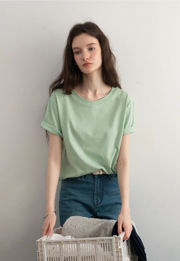 Women's Casual Short-Sleeve Straight Shoulder T-Shirt