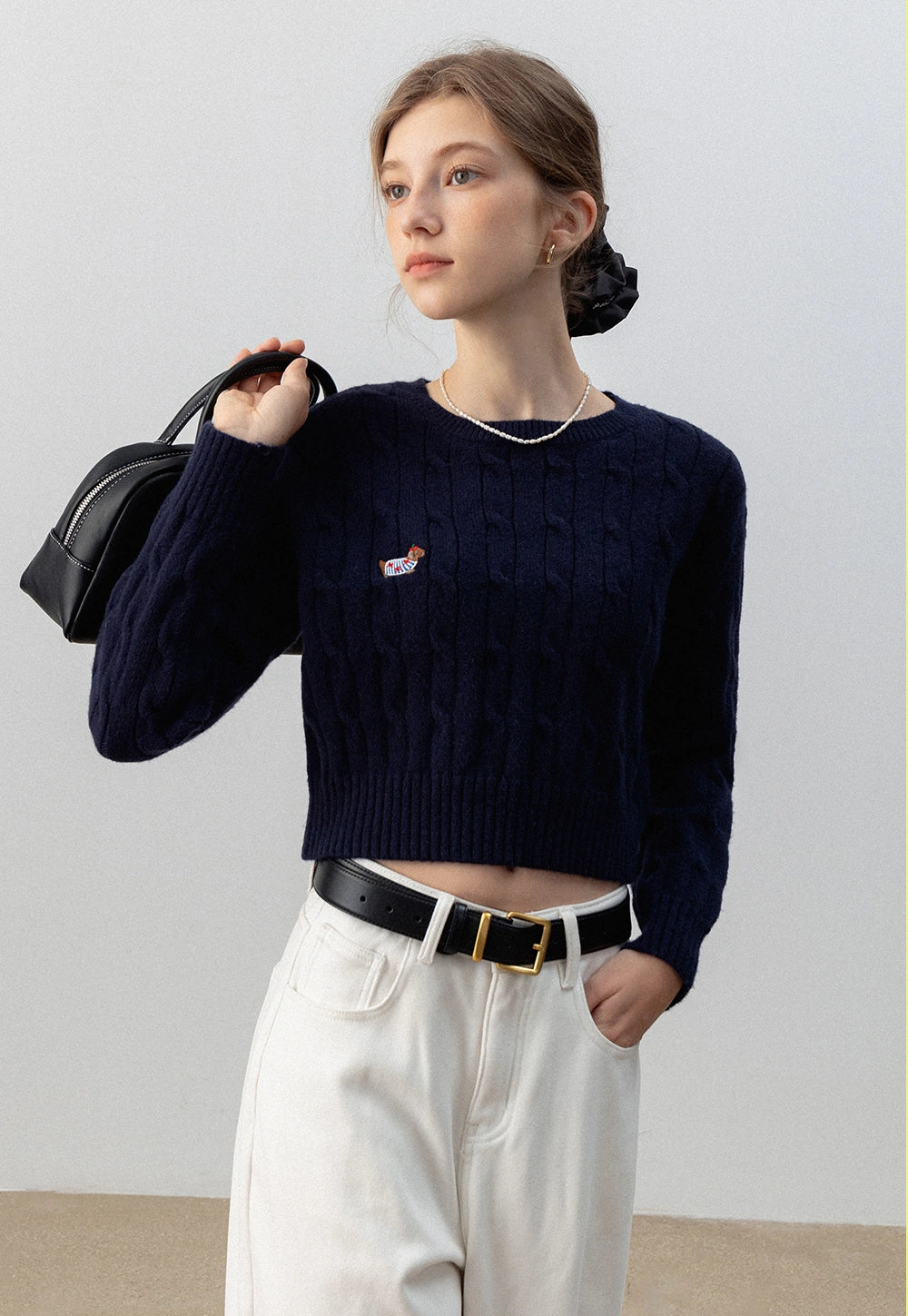 Cable Knit Cropped Sweater