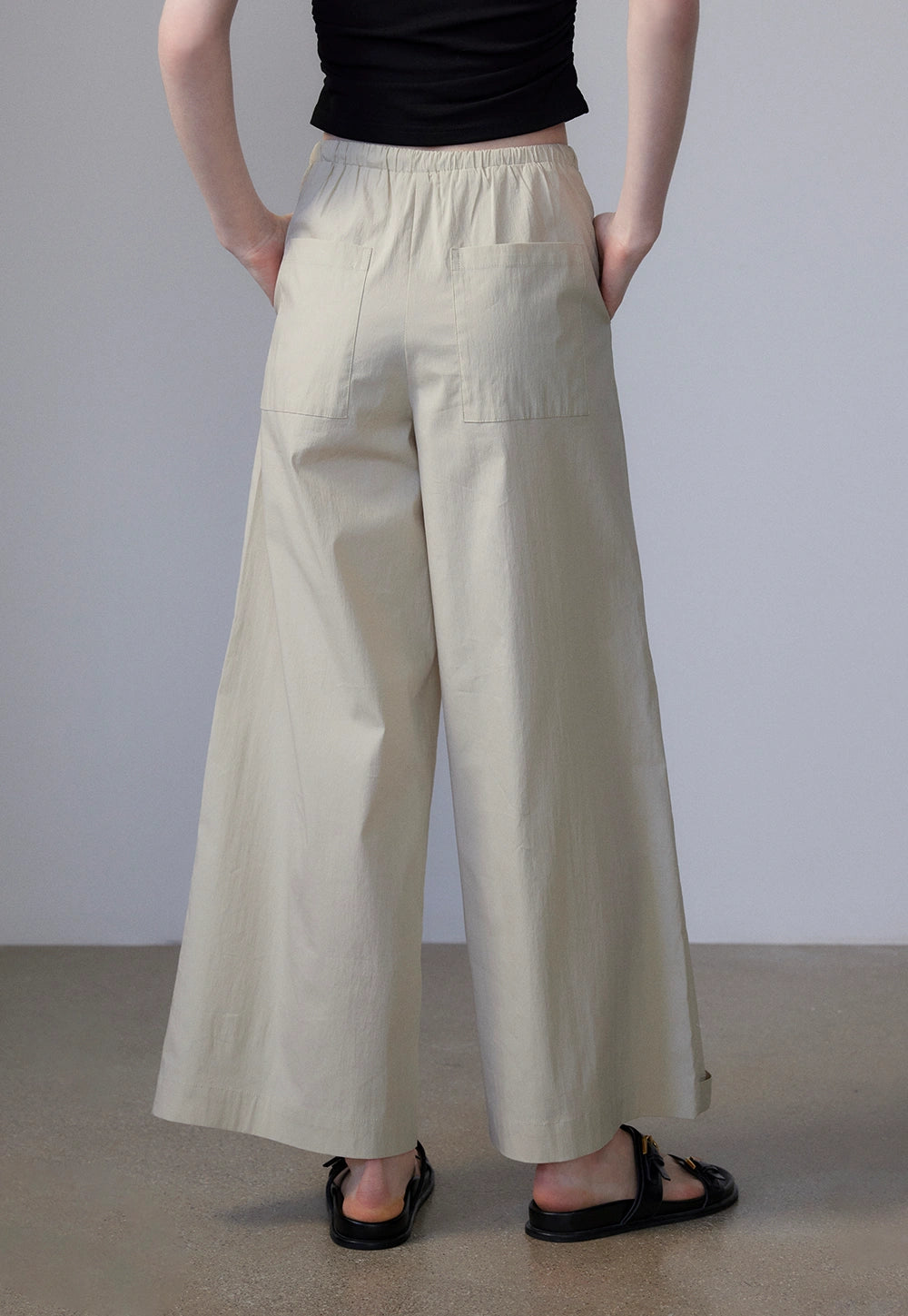 Pantalon à jambe large avec cordon de serrage pour femme