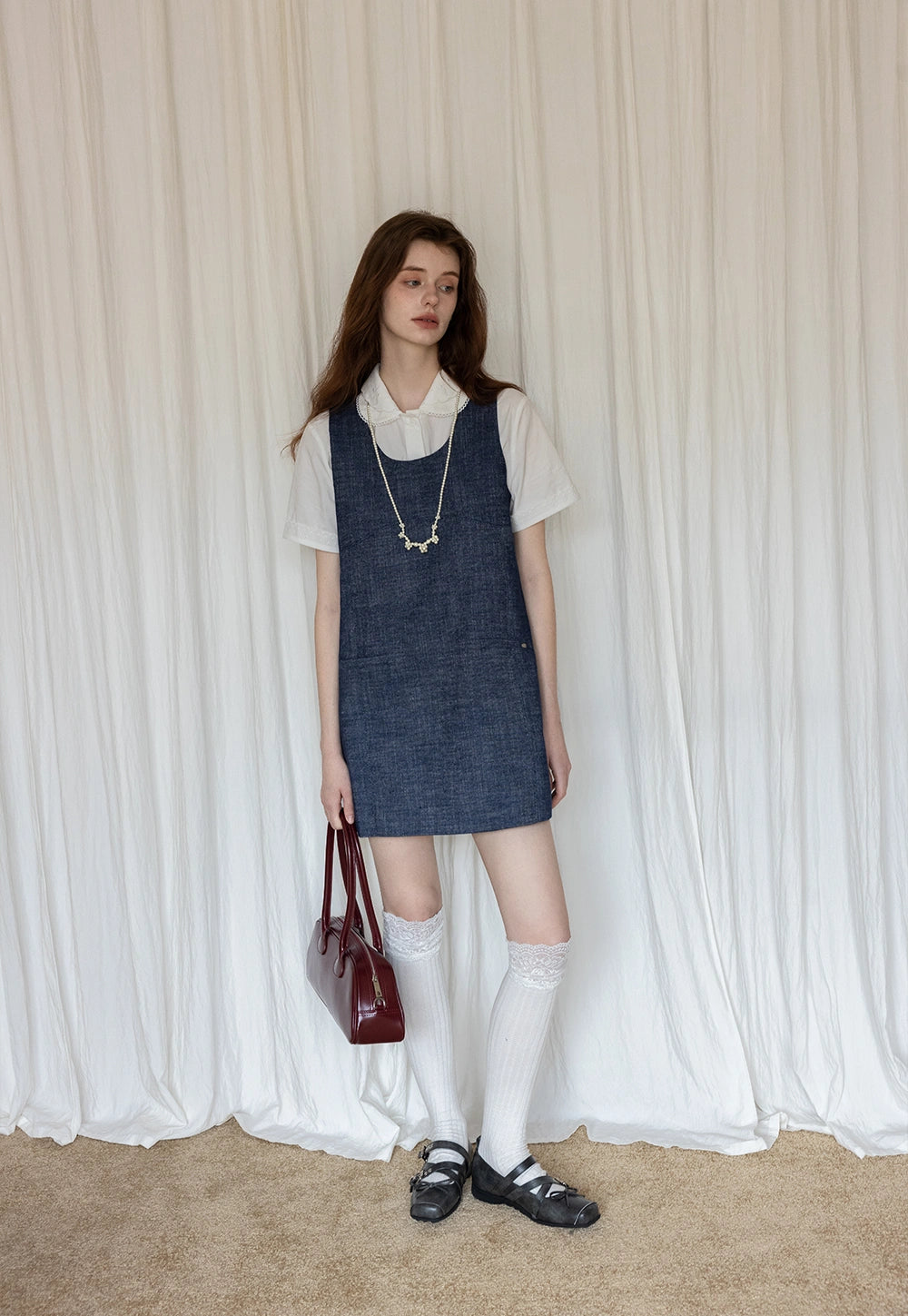 Minimalist Denim Sleeveless Dress with Pockets