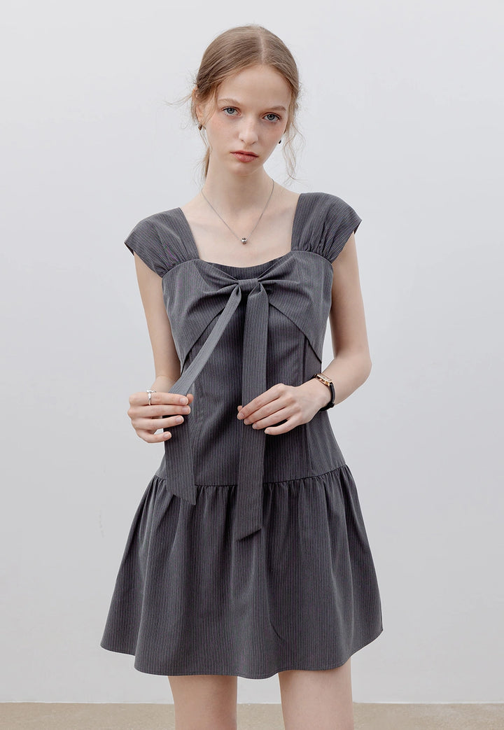 Women's Grey Dress with Bow Detail