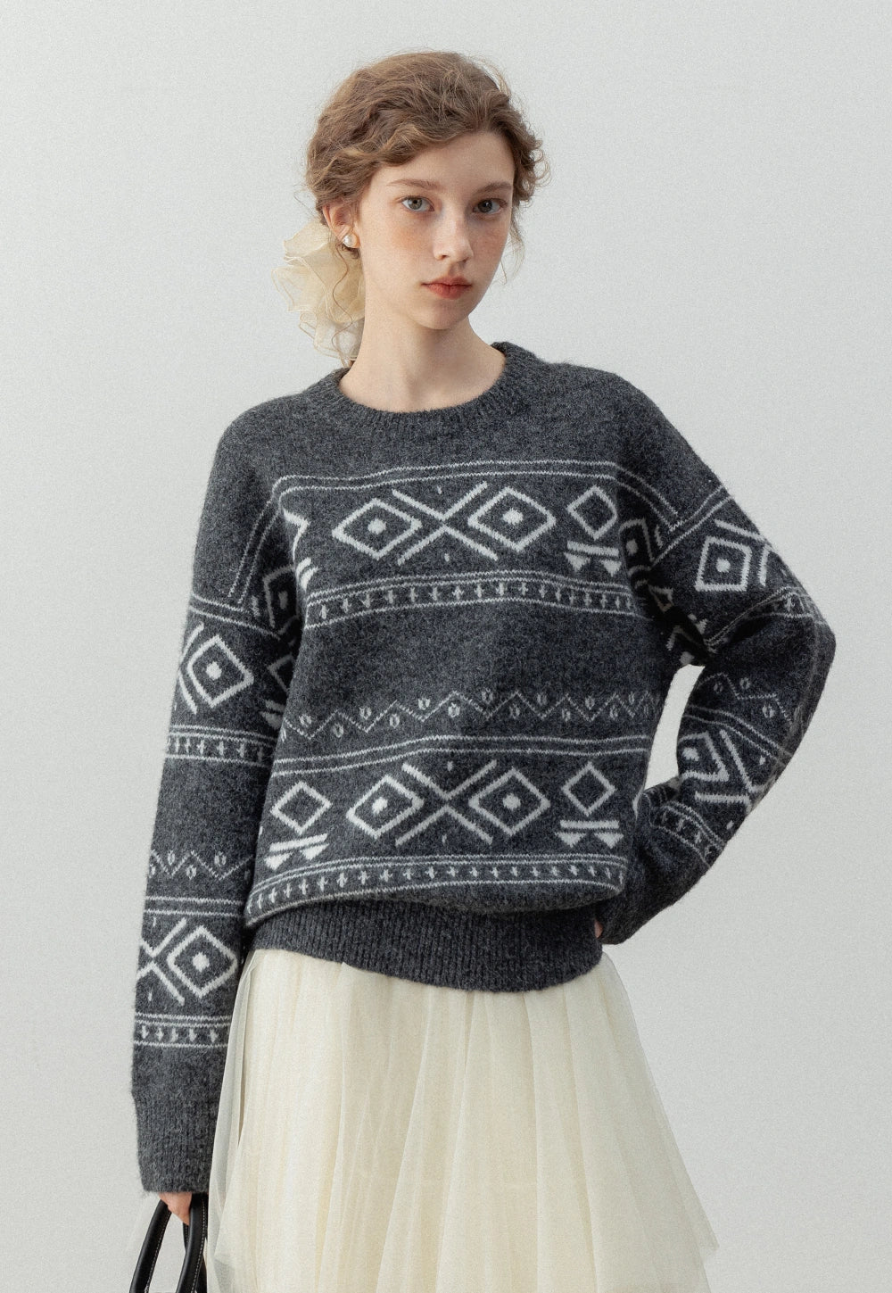 Geometric Patterned Knit Sweater