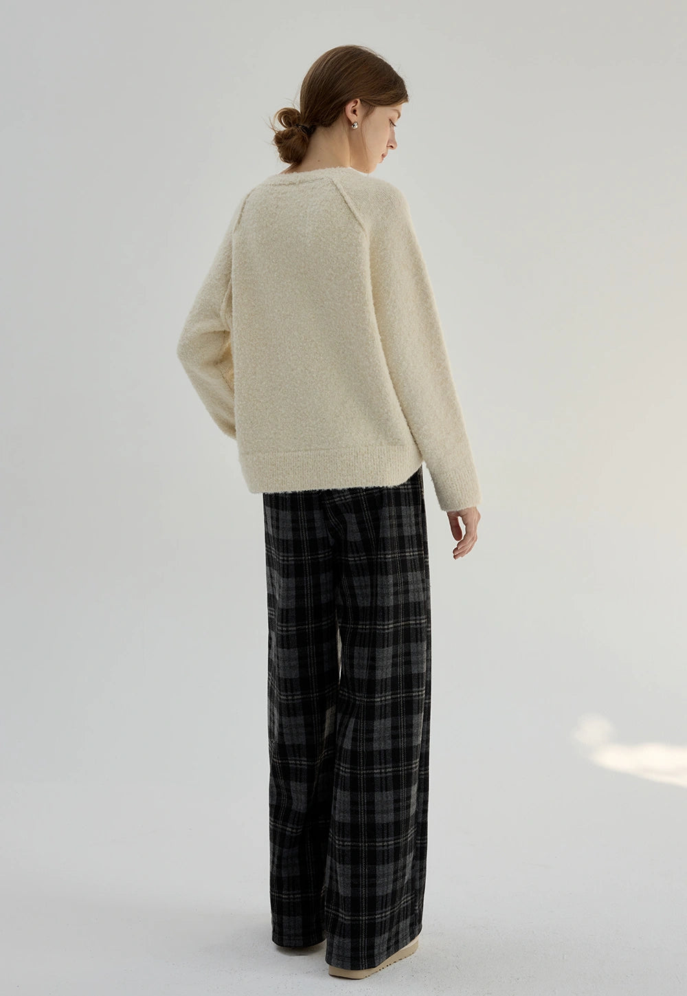 Plaid Wide-Leg Drawstring Pants