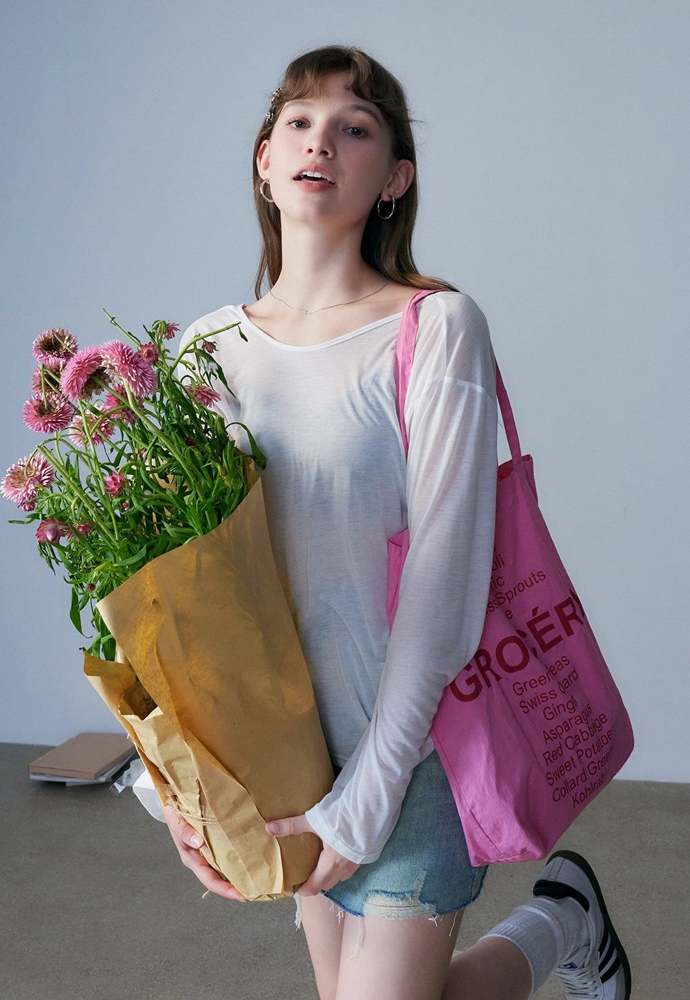 Langärmeliges, lockeres Strickoberteil für Damen