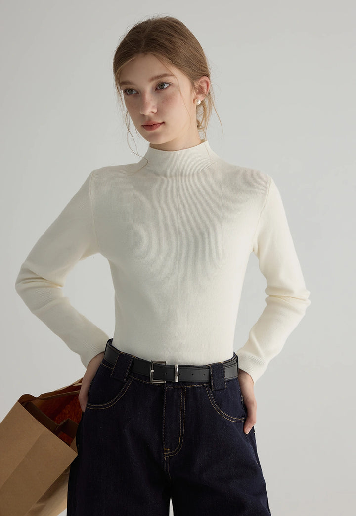 Women's Mock Neck Ribbed Knit Sweater