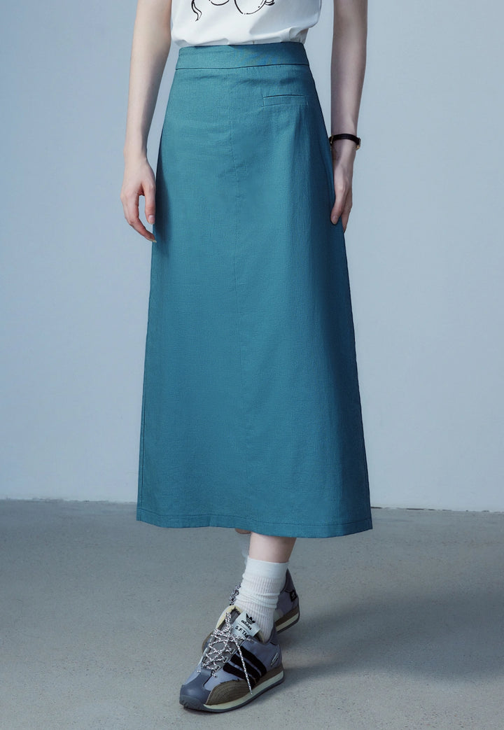 Women's A-Line Midi Skirt with Pocket