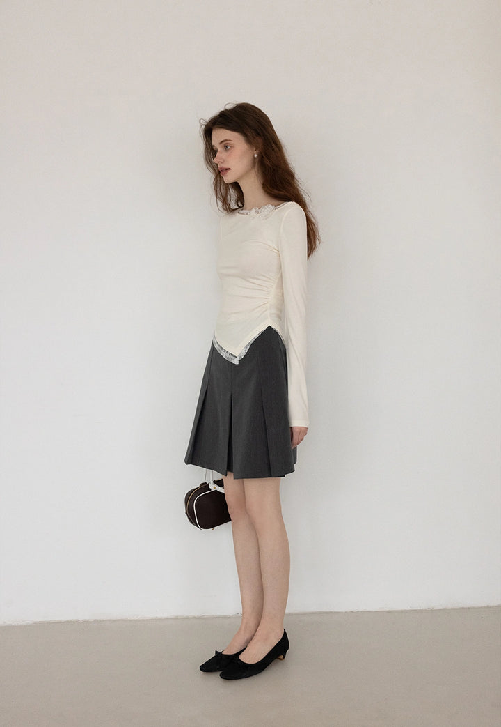 High-Waist Pleated Midi Skirt