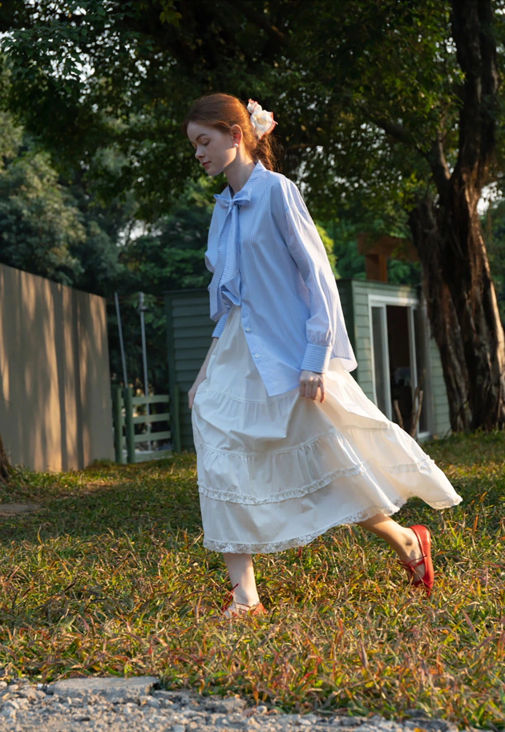 Women’s Striped Bow Tie Blouse