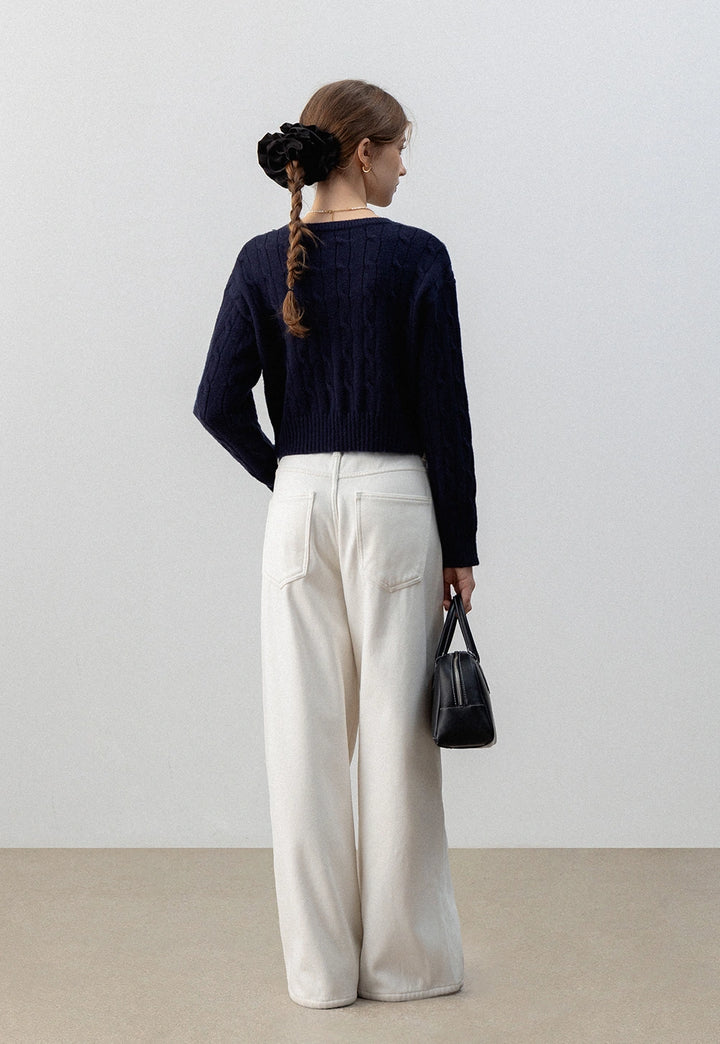 Cable Knit Cropped Sweater