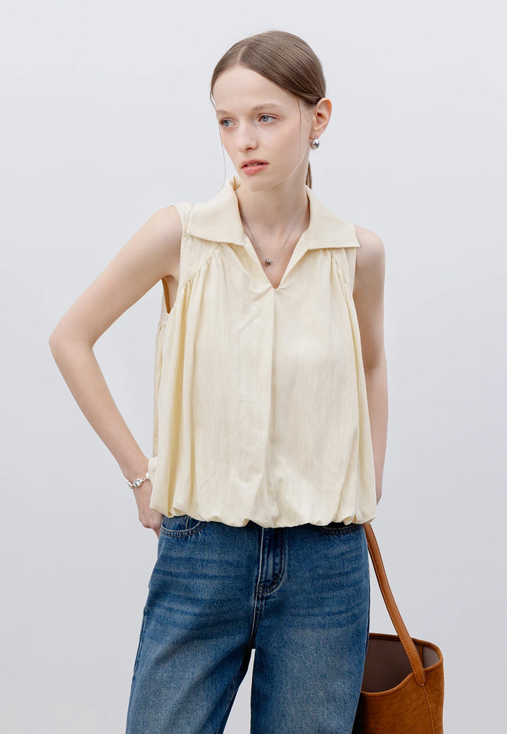 Women's Sleeveless Bubble Hem Blouse