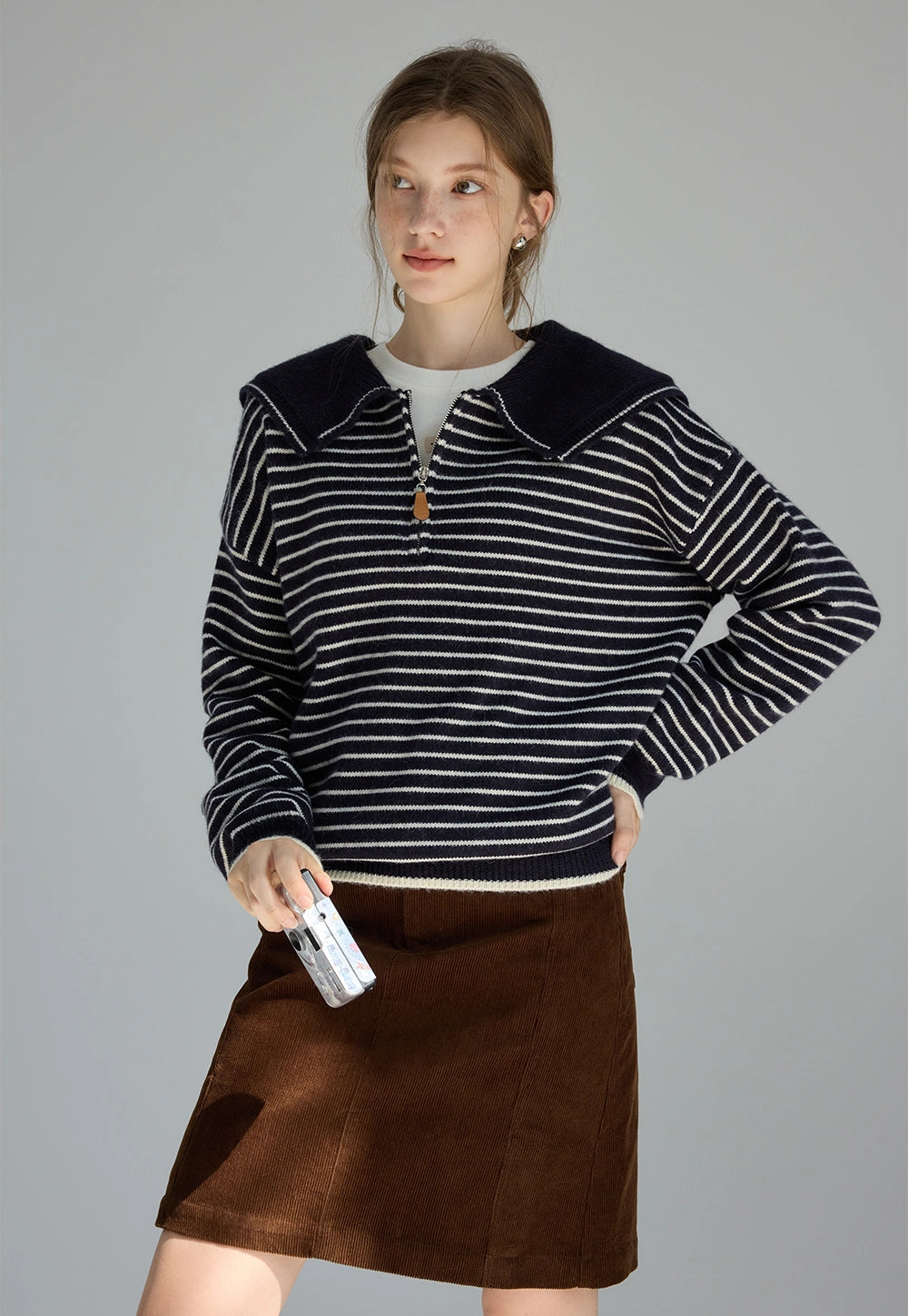 Striped Sweater With Sailor Collar