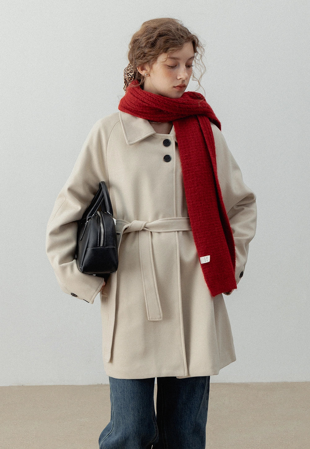 Women's Belted Wool Blend Coat