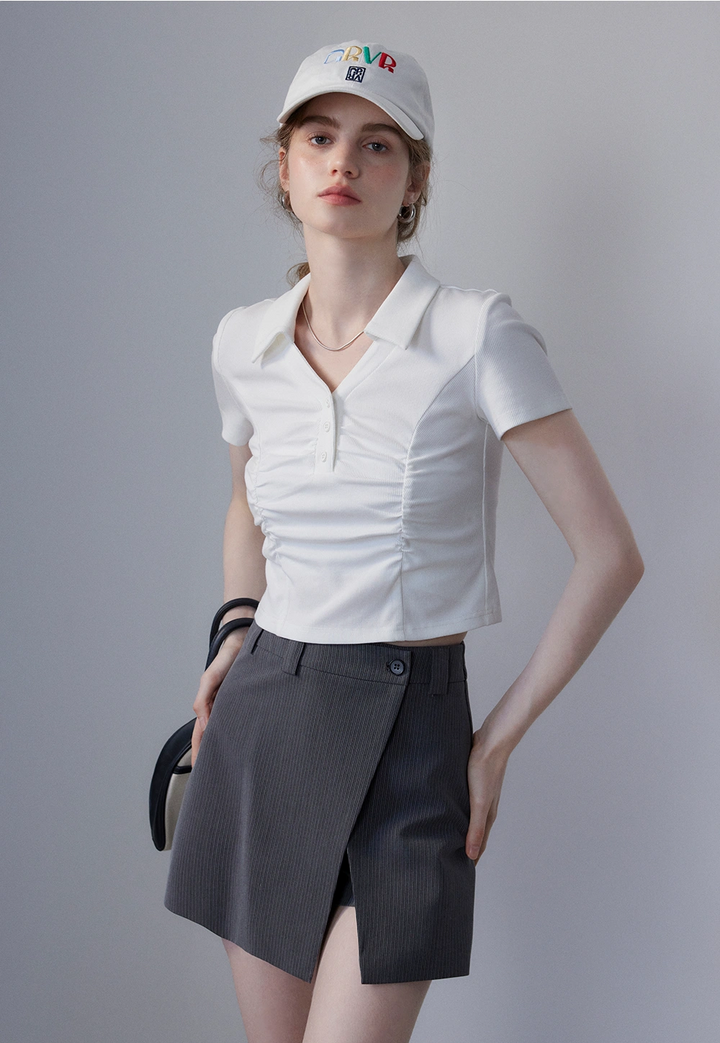 Polo froncé pour femme