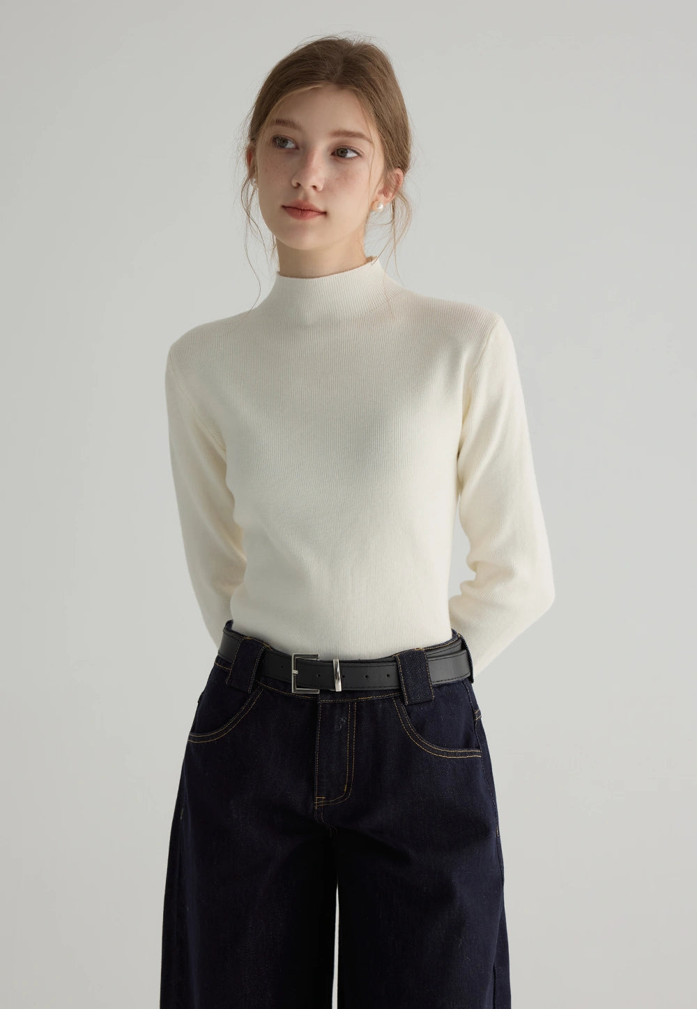 Women's Ribbed Mock Neck Sweater