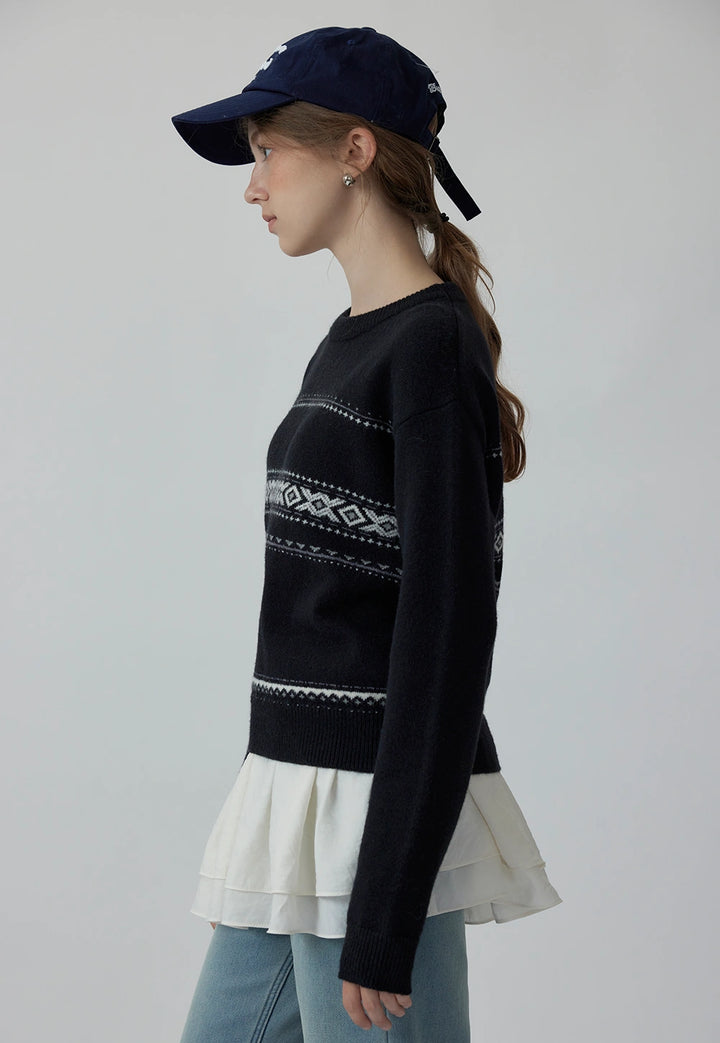 Women's Black Fair Isle Knit Sweater