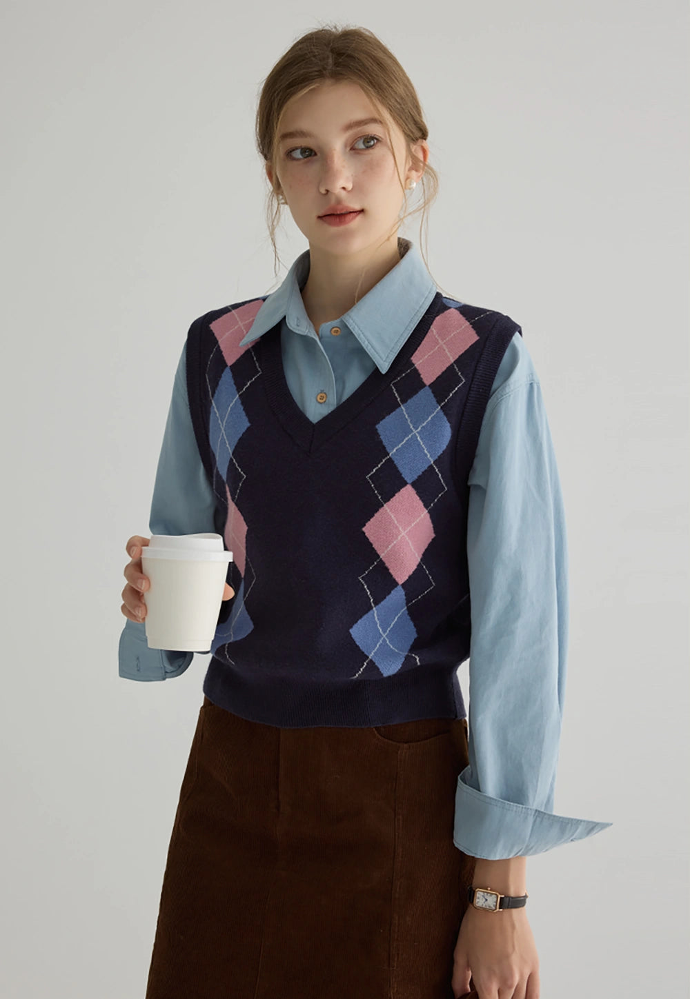 Women's Argyle Knit Sweater Vest