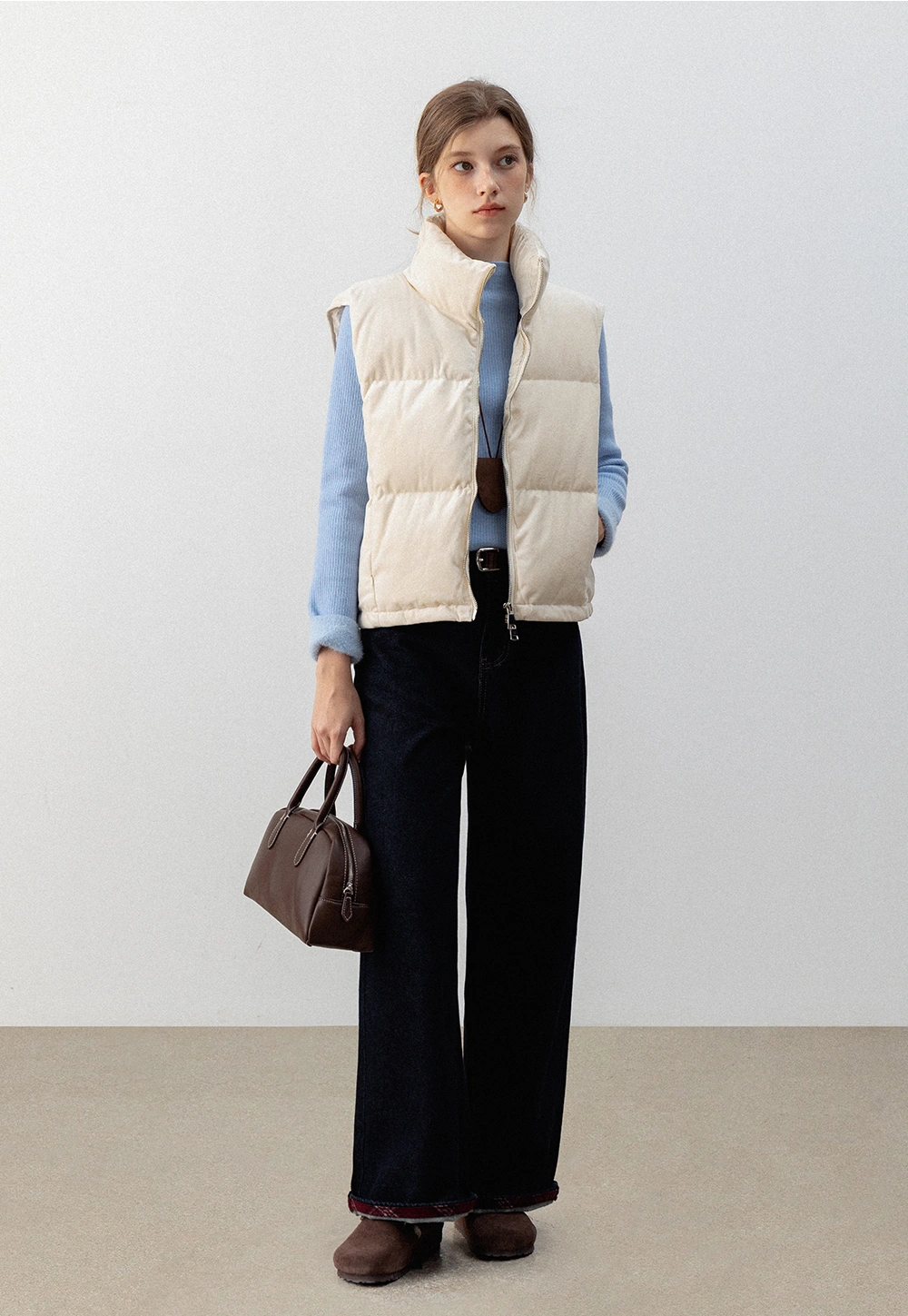 Puffer Vest with High Neck and Zip Closure