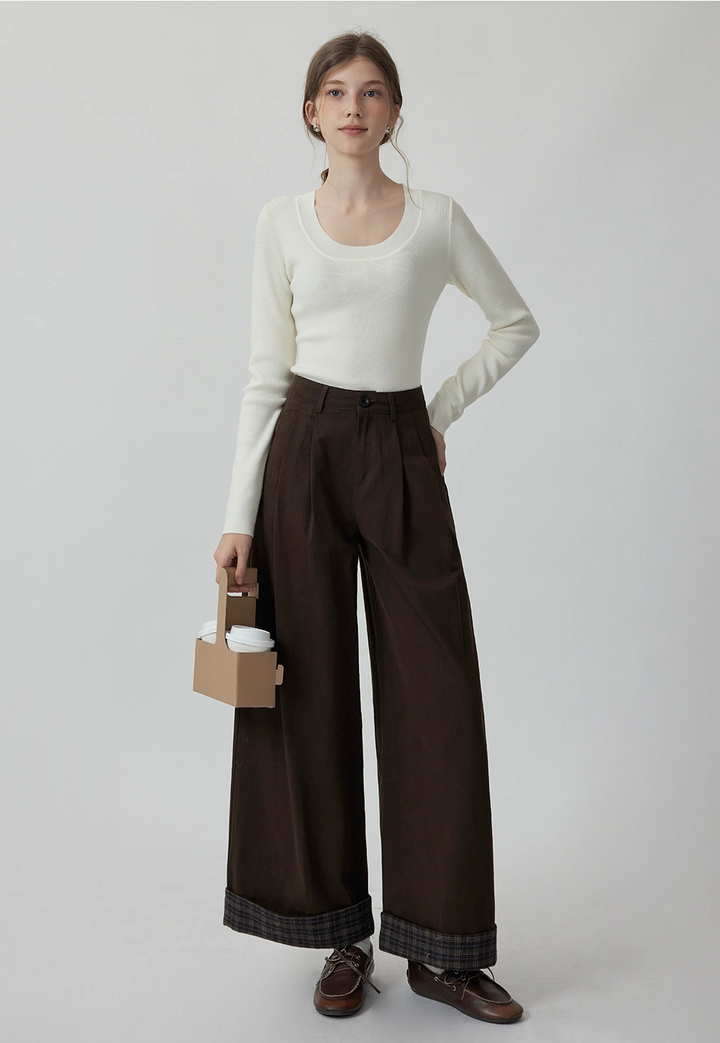 Women's Cuffed Pleated Relaxed Pants